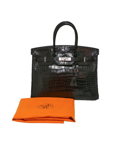 Birkin 35 HERMES Porosus noir 2
