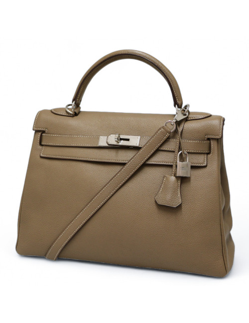 Sac Kelly 32 étoupe HERMES retourné