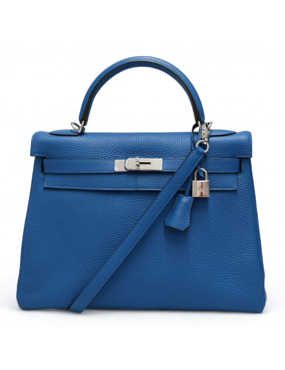 Sac HERMES Kelly 32 bleu retourné