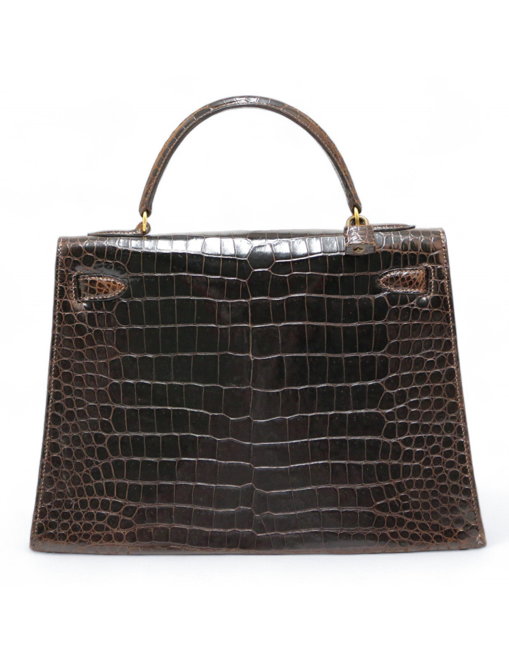 Sac HERMES Kelly 32 porosus marron Vintage