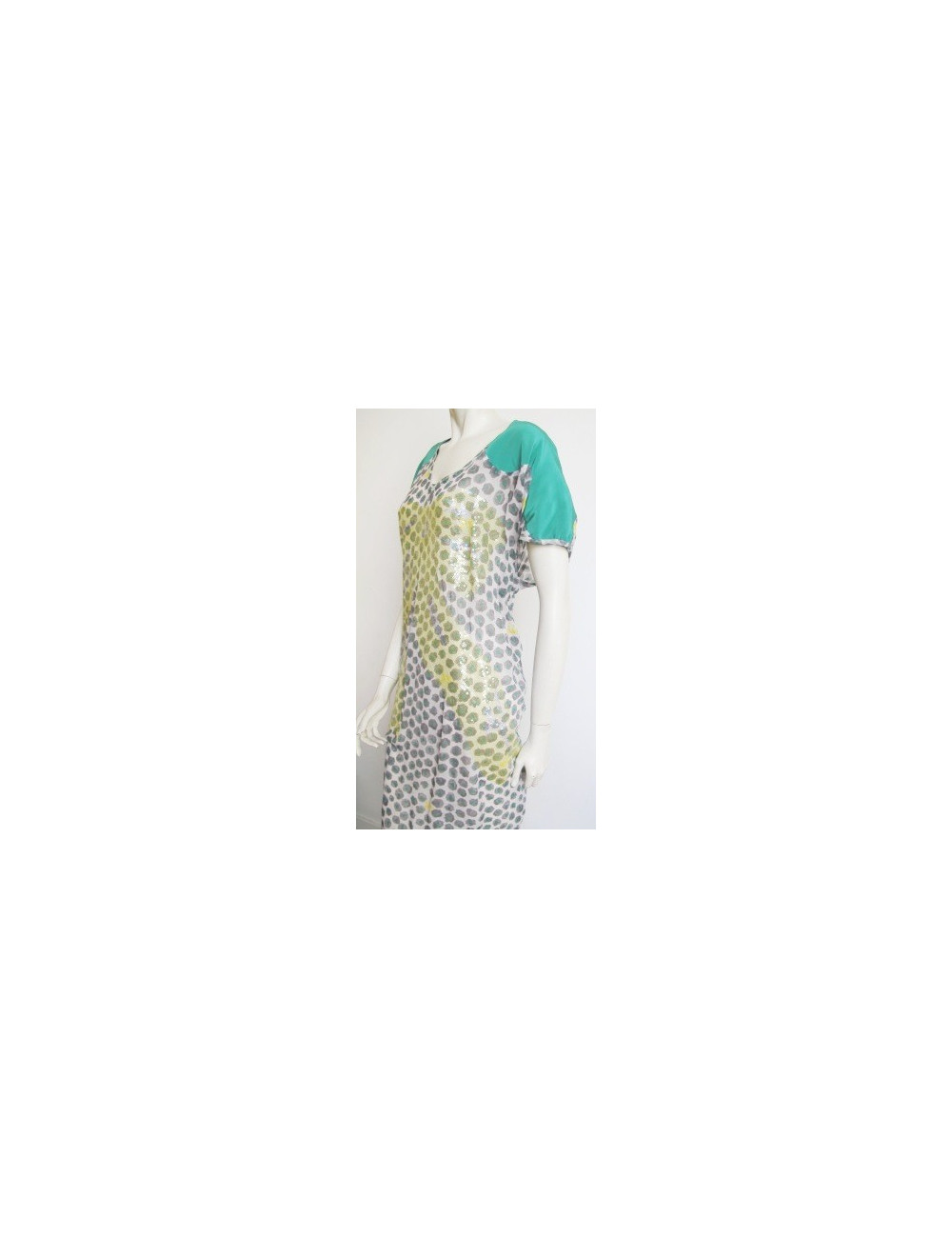 Robe TSUMORI CHISATO imprimé vert et jaune