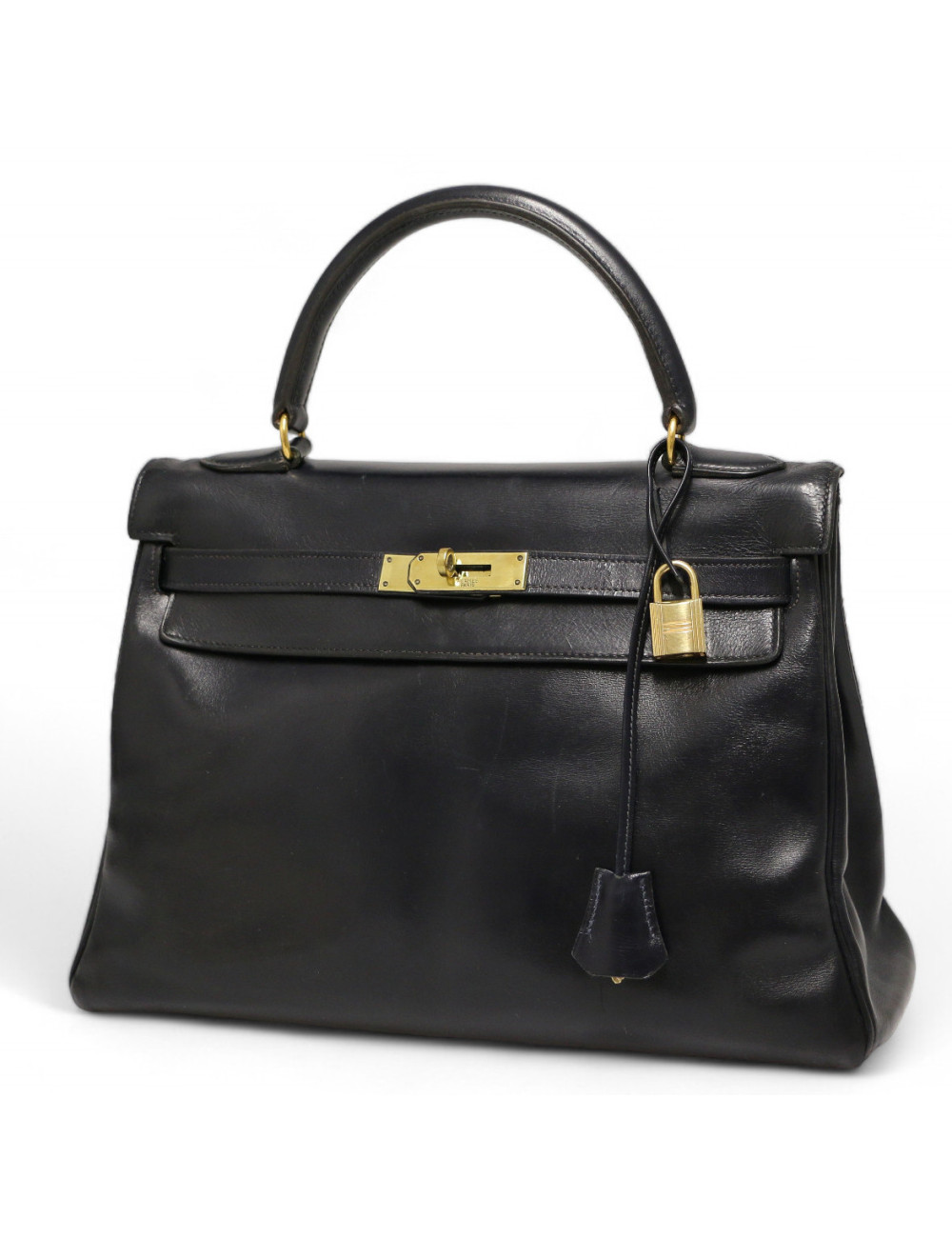 Kelly HERMES 32 cuir boxx bleu Vintage