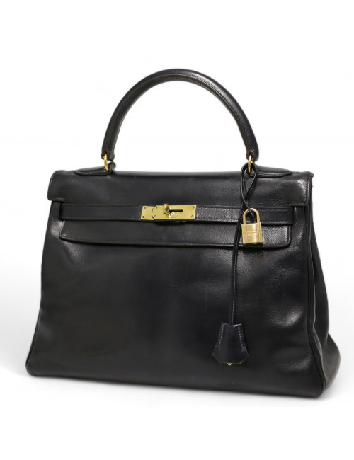 Kelly HERMES 32 cuir boxx bleu Vintage