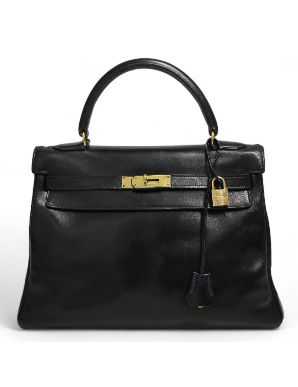 Kelly HERMES 32 cuir boxx bleu Vintage