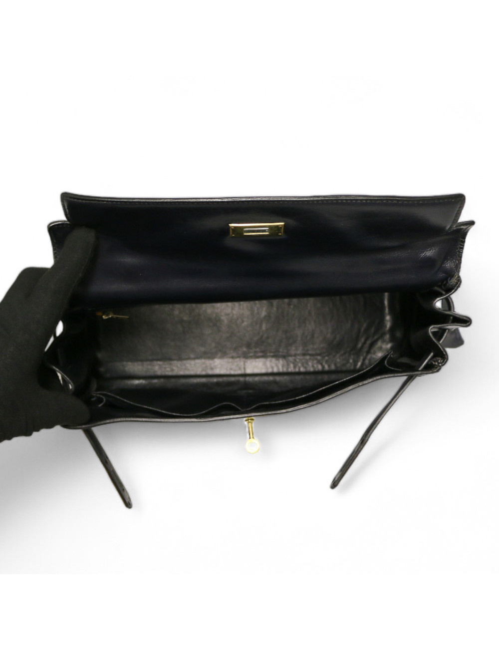 Kelly HERMES 32 cuir boxx bleu Vintage