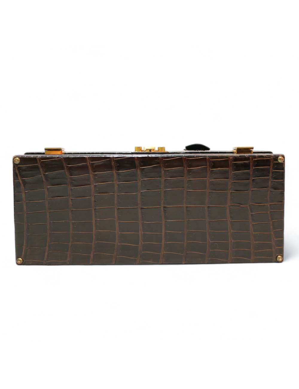 Sac Malette HERMES crocodile maron 