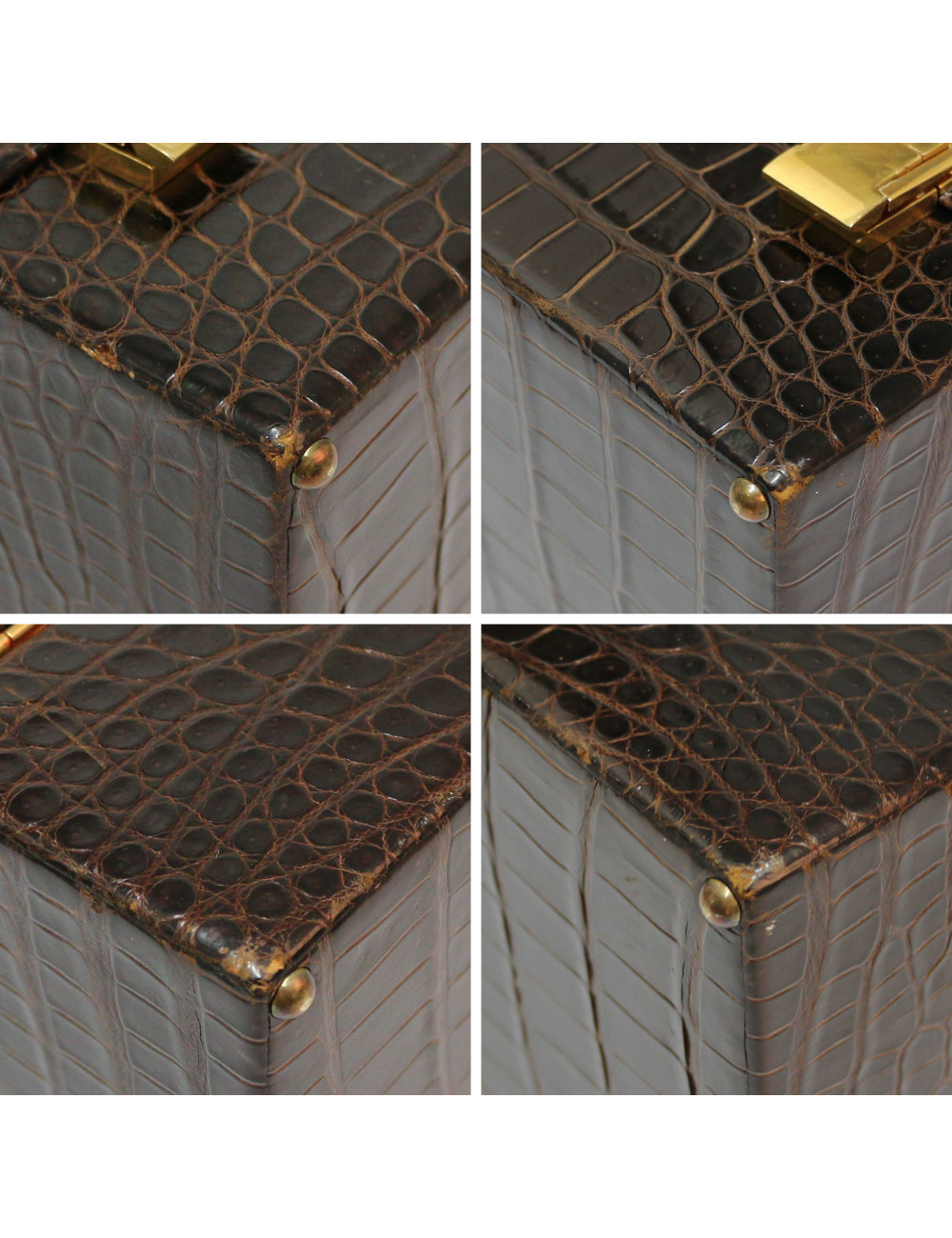 Sac Malette HERMES crocodile maron 