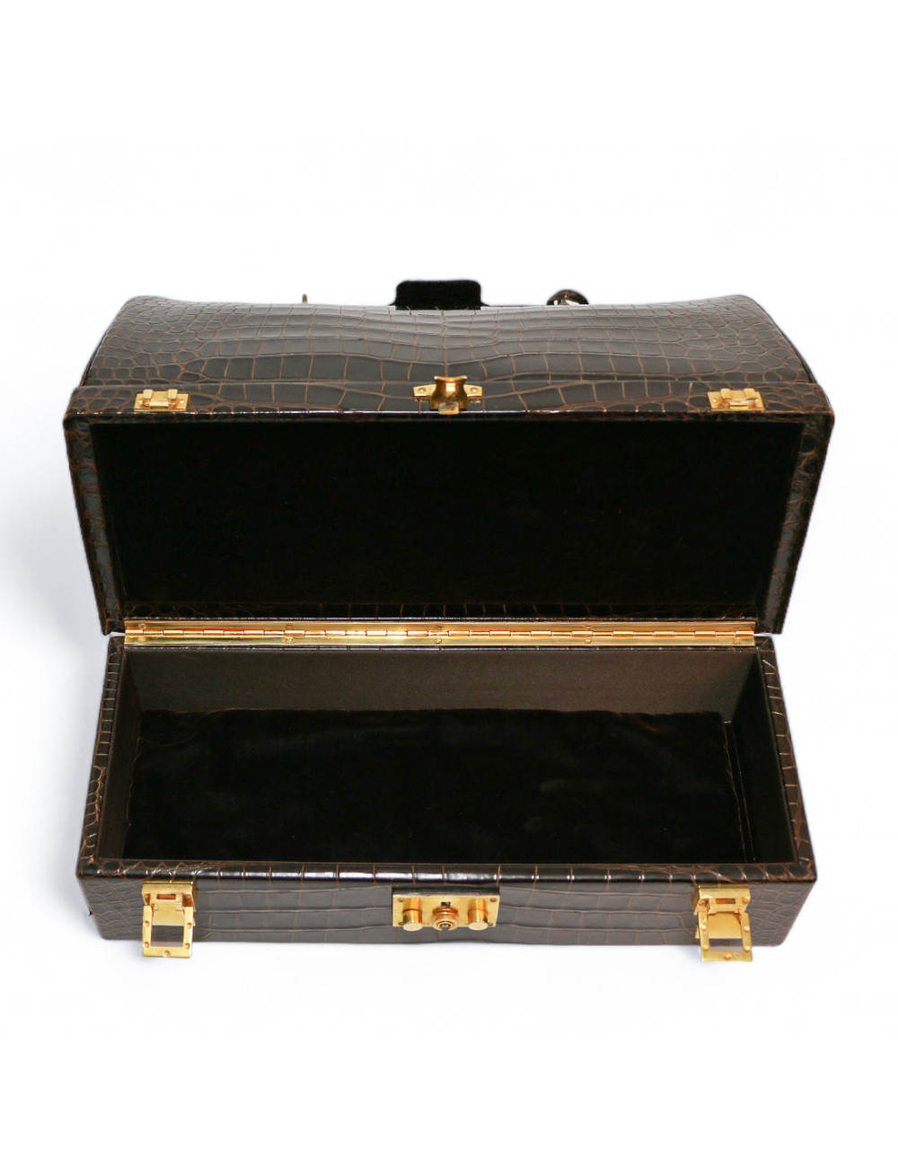 Sac Malette HERMES crocodile maron 