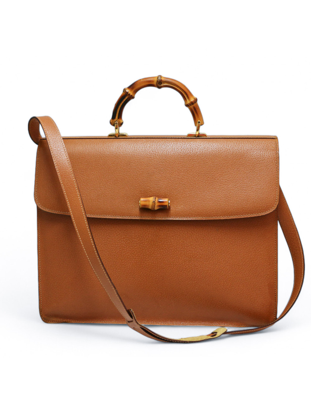 Cartable GUCCI Bamboo cuir caramel 