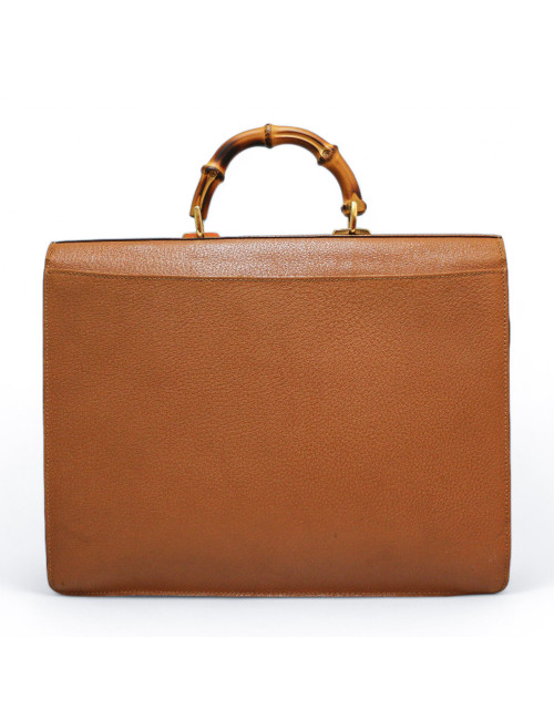 Cartable GUCCI Bamboo cuir caramel 