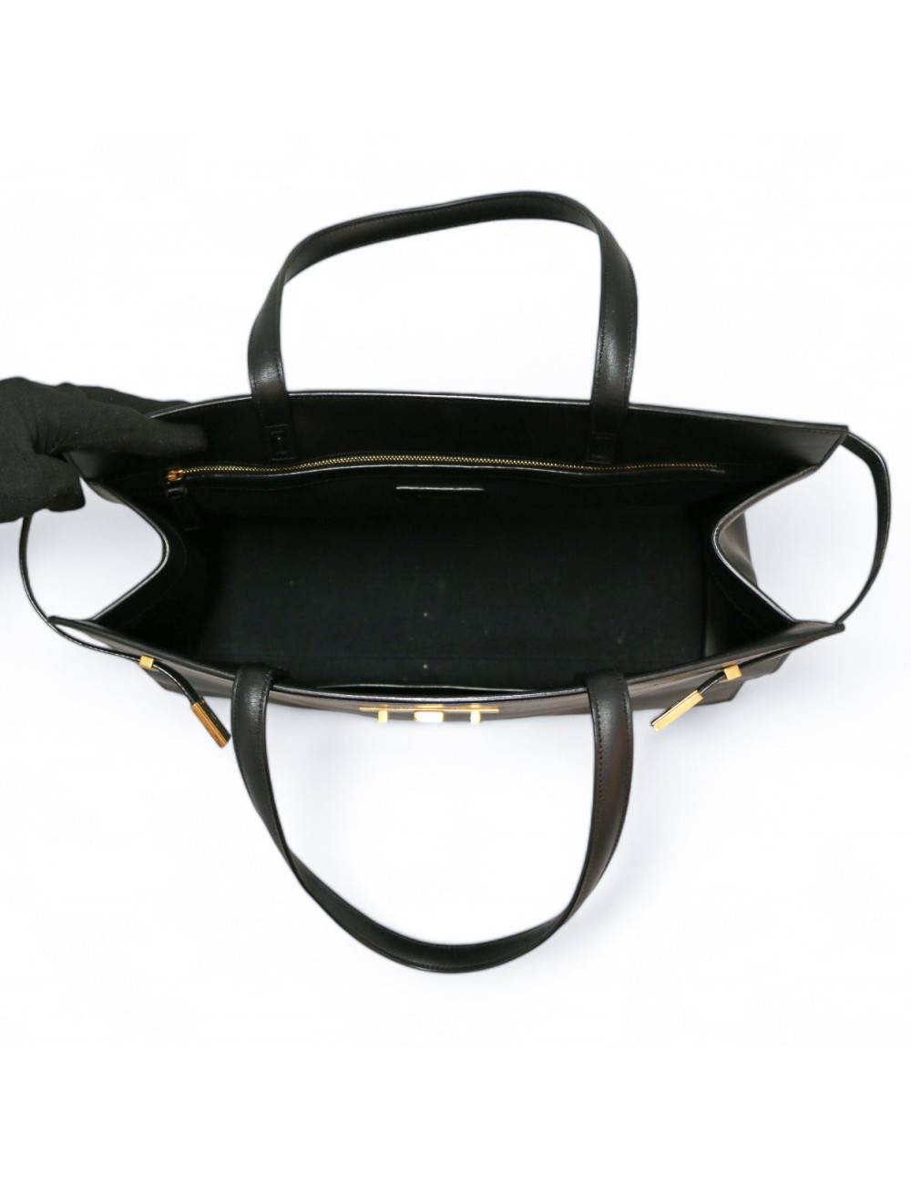 Cabas YVES SAINT LAURENT cuir lisse noir