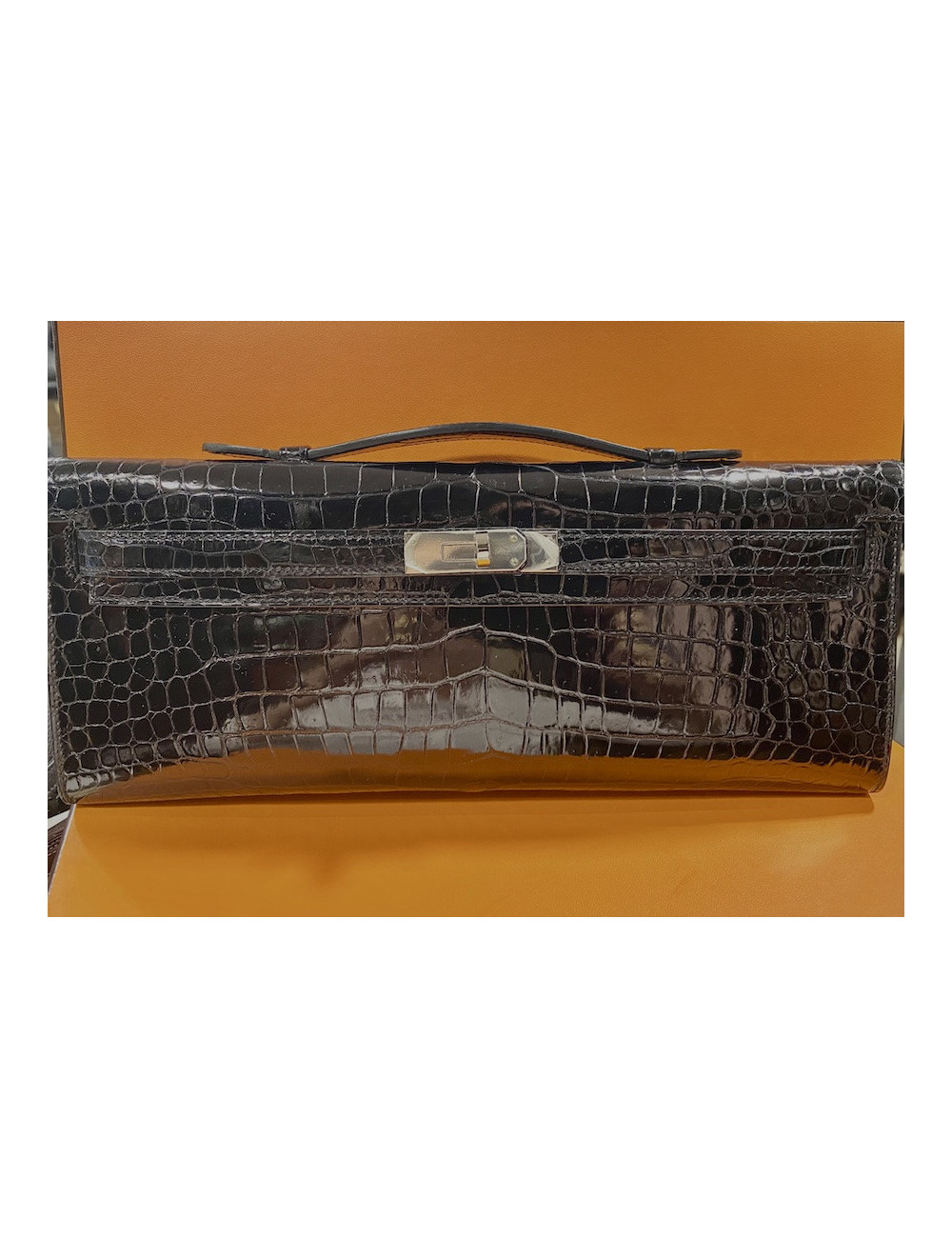 Kelly cut HERMES crocodile porosus noir