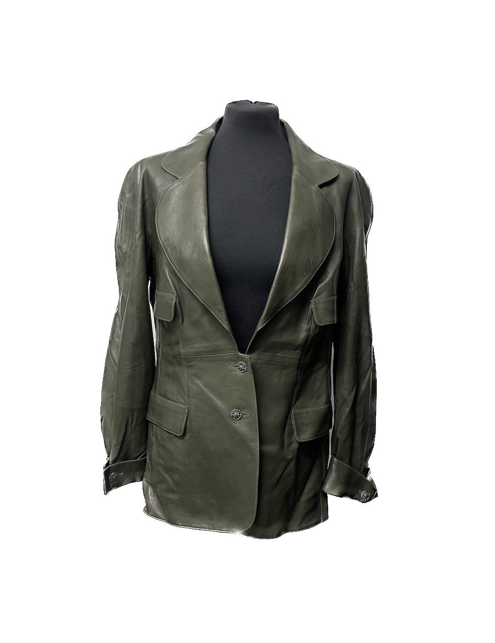 Veste T 44 CHANEL cuir d'agneau gris