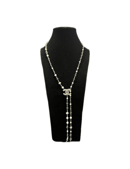 Ceinture sautoir CHANEL perles  nacrées transparentes strass