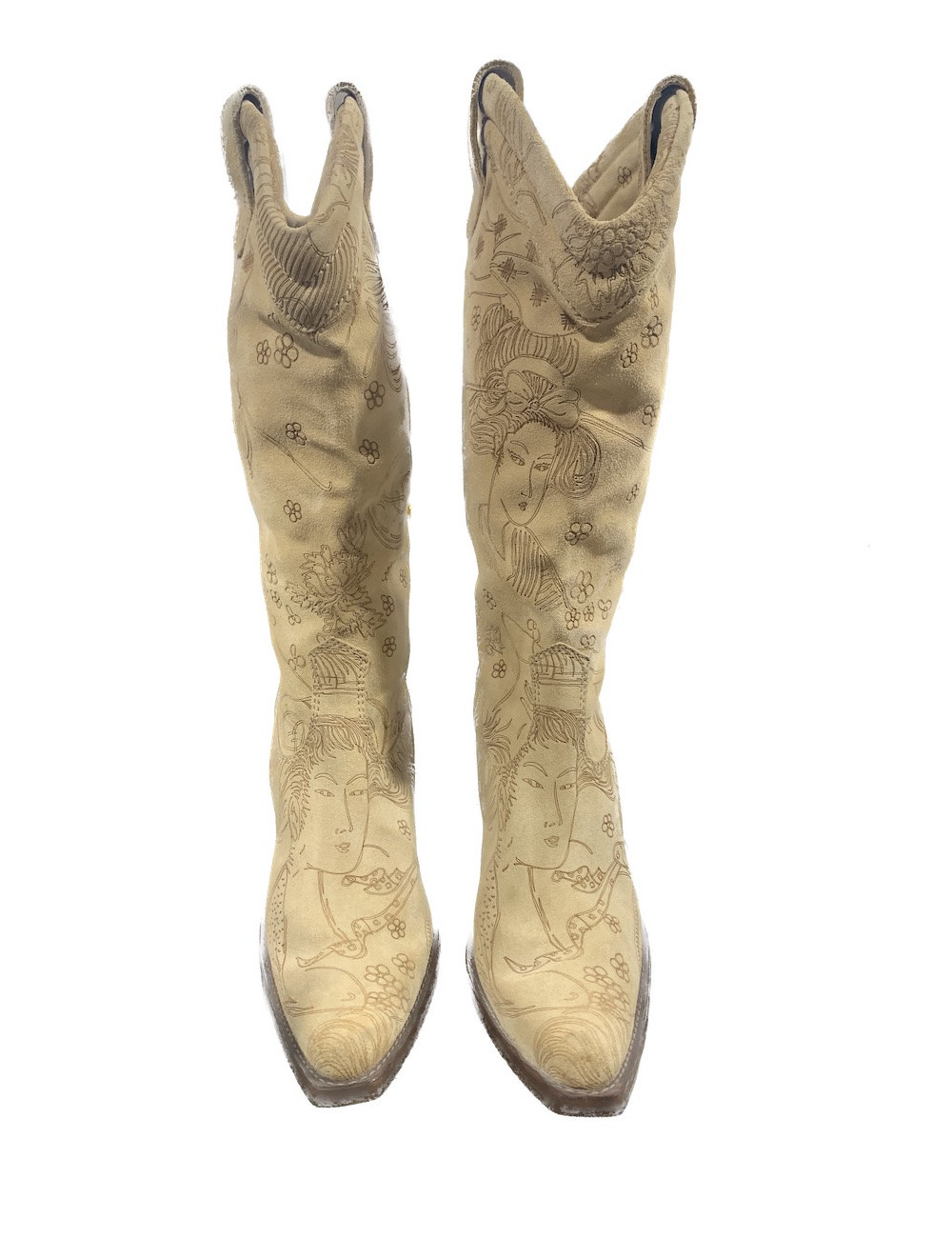 Santiags T36 JOHN GALLIANO daim beige impressions 