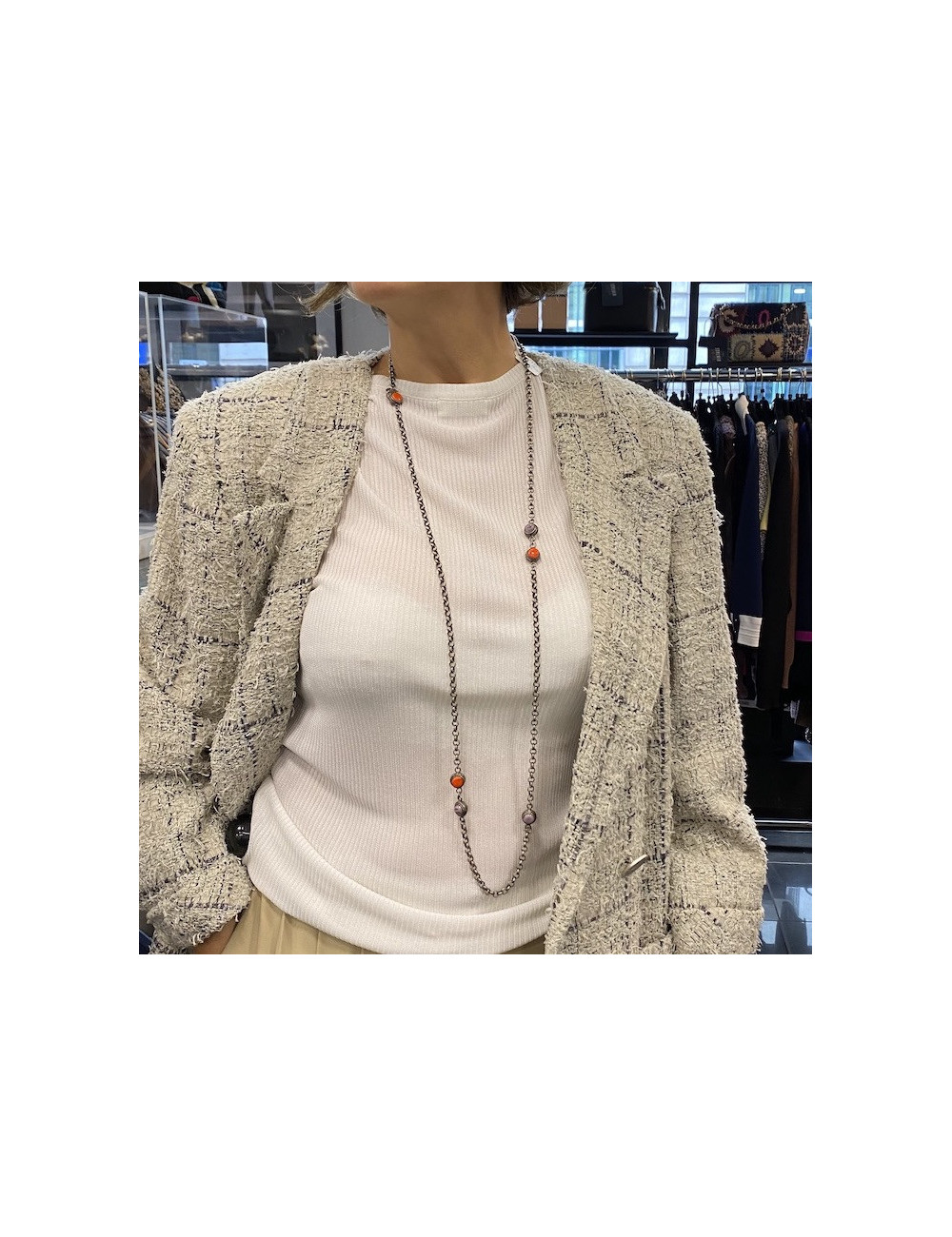 Collier Marguerite de Valois pâte de verre multicolore