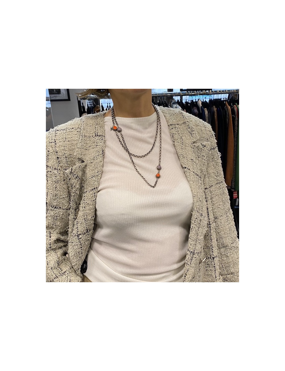 Collier Marguerite de Valois pâte de verre multicolore