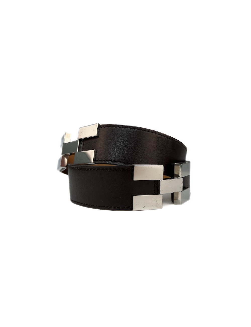 Ceinture HERMES en cuir marron T36