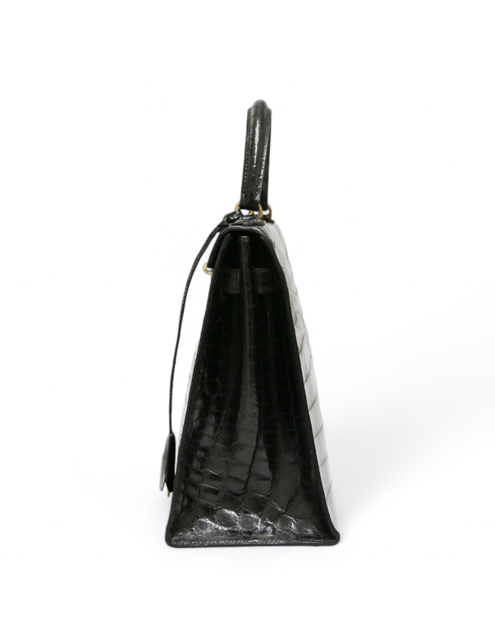 Kelly 32 HERMES Porosus noir Vintage