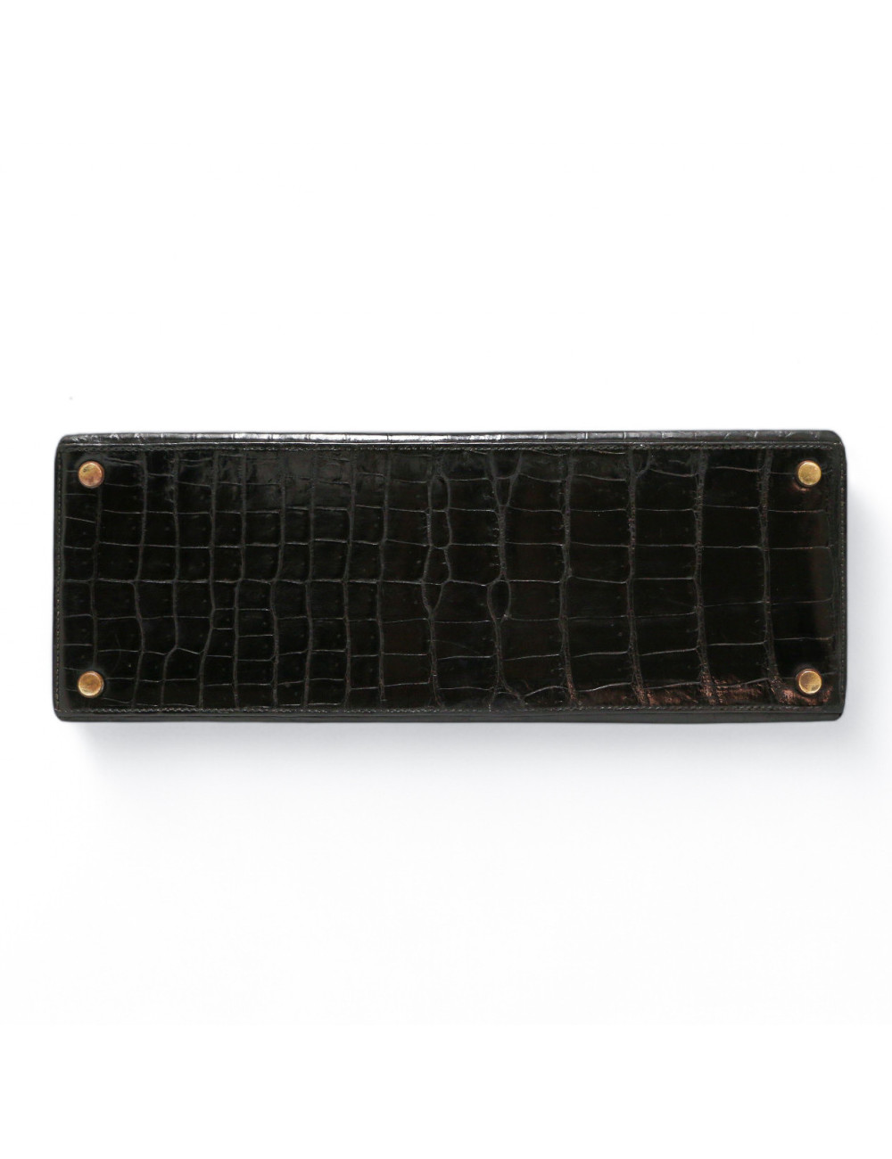 Kelly 32 HERMES Porosus noir Vintage