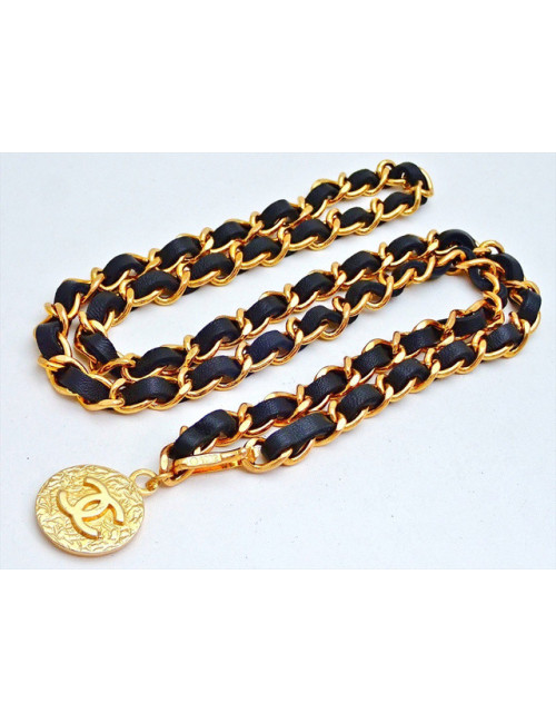 Ceinture chaine et cuir CHANEL