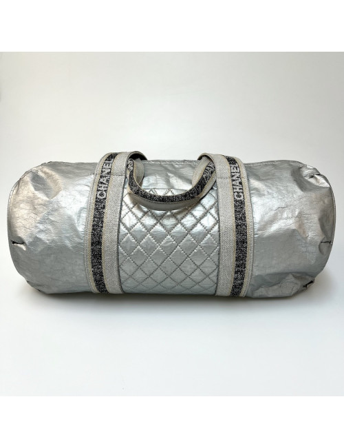 Sac Bowling CHANEL plastique argent