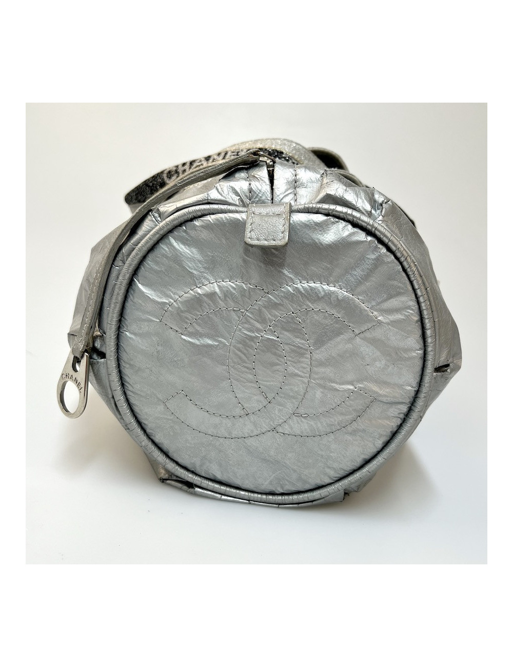 Sac Bowling CHANEL plastique argent