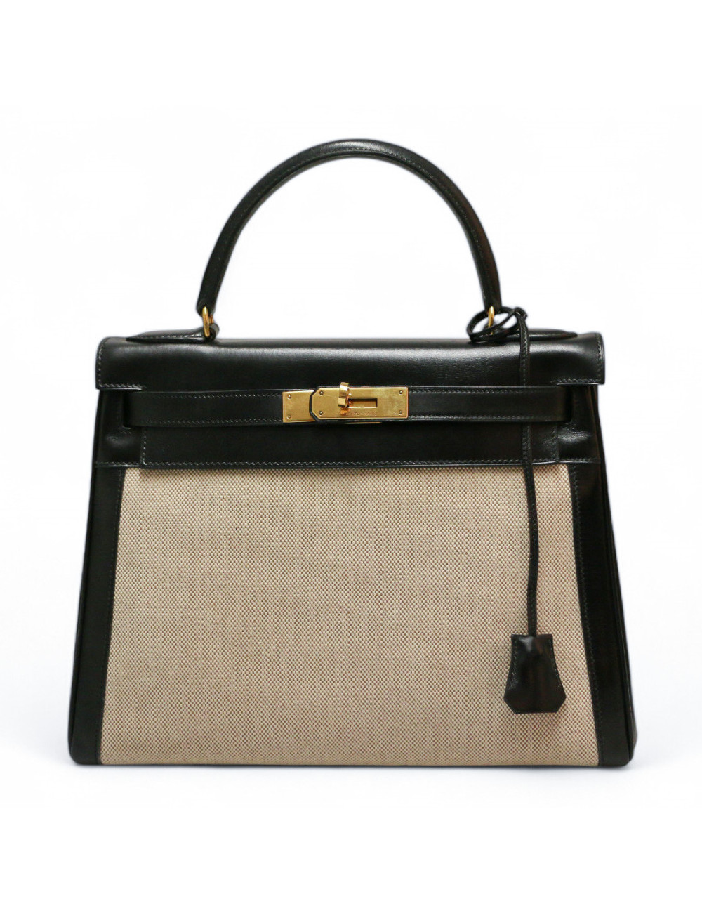 Kelly 28 toile et cuir vintage HERMES