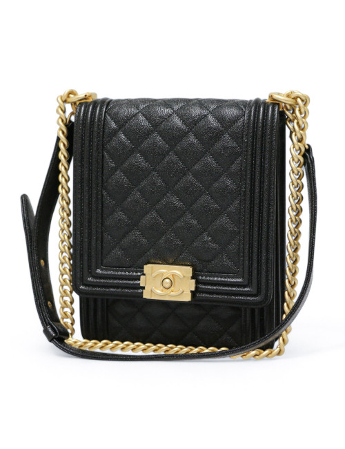 Sav Boy CHANEL Nord Sud vertical grainé noir