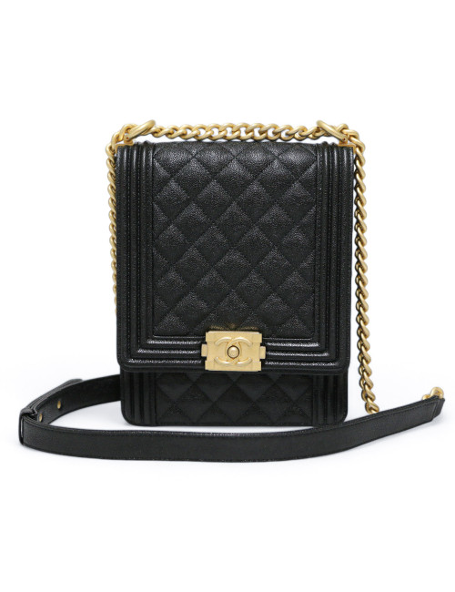 Sac Boy CHANEL Nord Sud vertical grainé noir