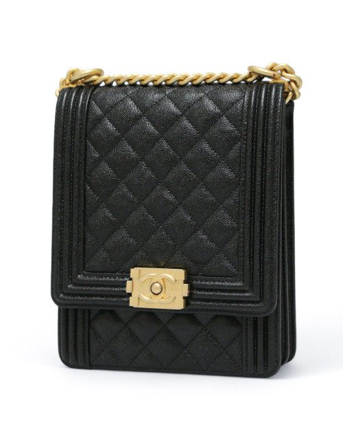 Sac Boy CHANEL Nord Sud vertical grainé noir