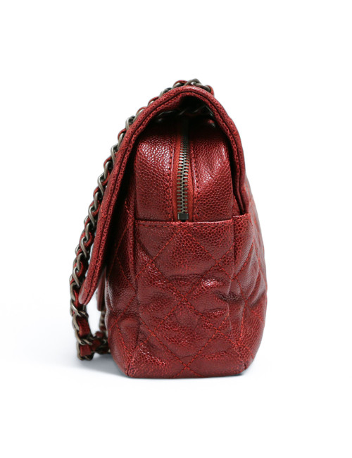 Sac CHANEL cuir grainé souple bordeaux