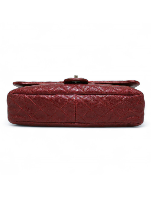 Sac CHANEL cuir grainé souple bordeaux