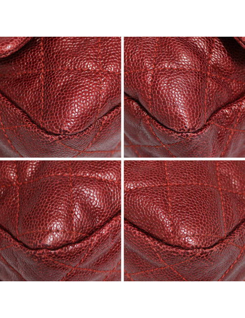 Sac CHANEL cuir grainé souple bordeaux