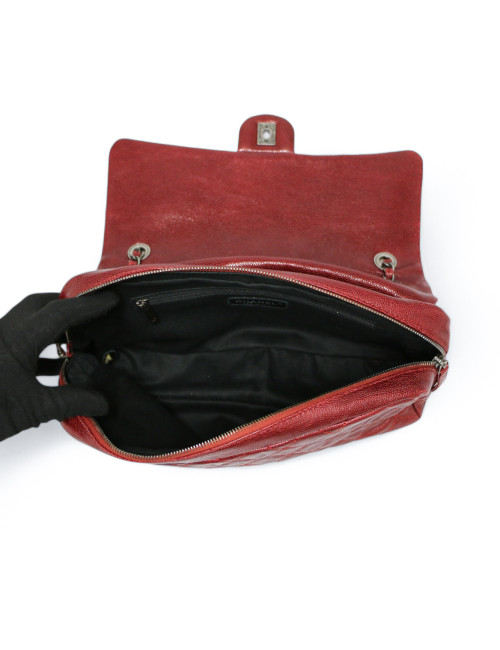 Sac CHANEL cuir grainé souple bordeaux