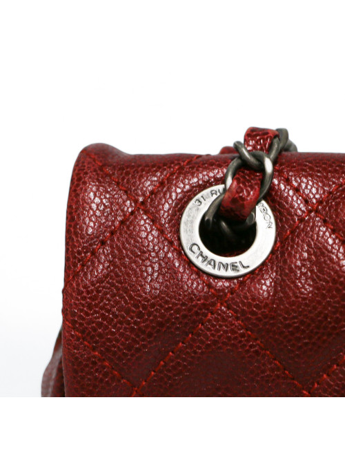 Sac CHANEL cuir grainé souple bordeaux