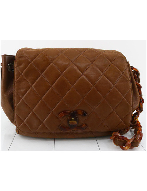 Sac CHANEL vintage marron bandoulière écaille