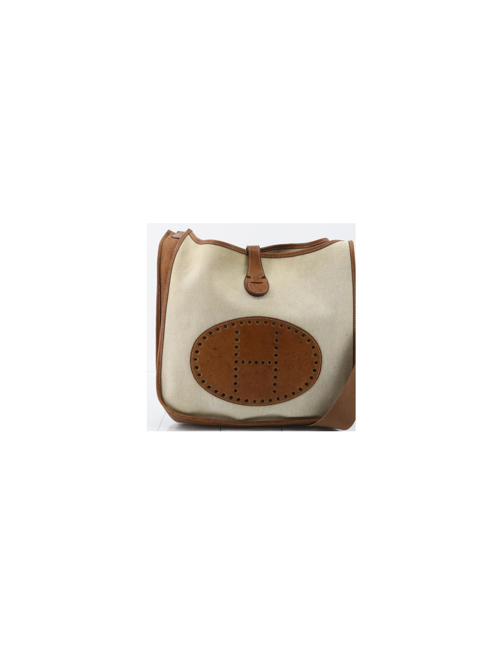Sac Evelyne HERMES toile et cuir gold