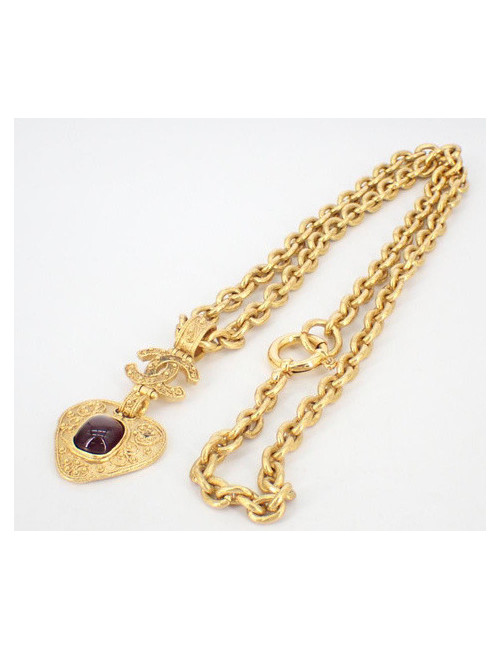 Sautoir coeur CHANEL pâte de verre