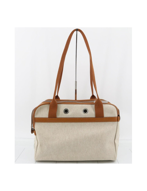 Cabas pour chien HERMES beige
