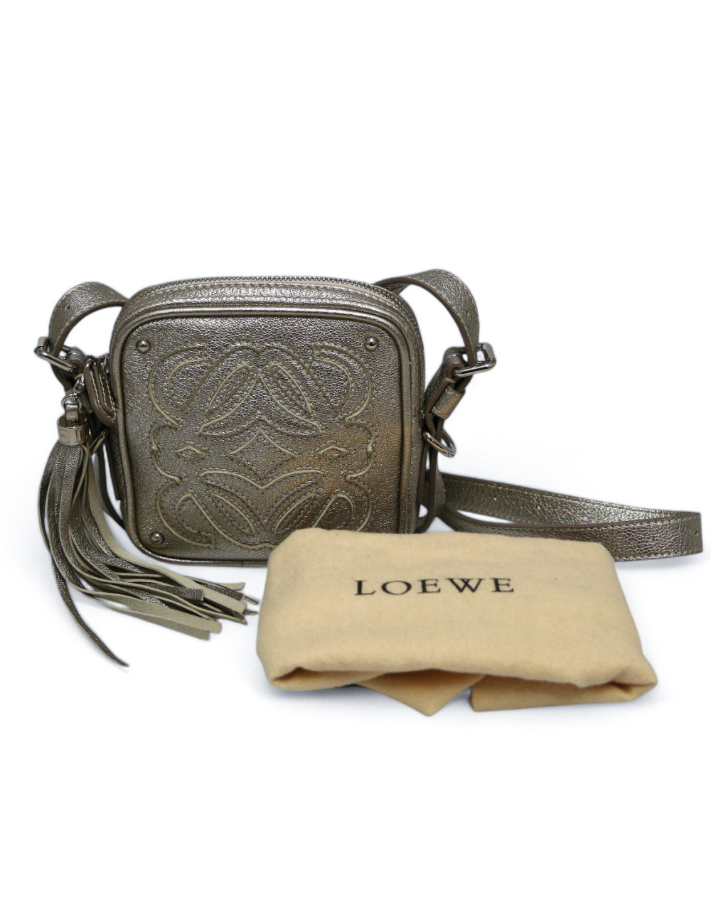 Mini sac LOEWE cuir doré or pâle