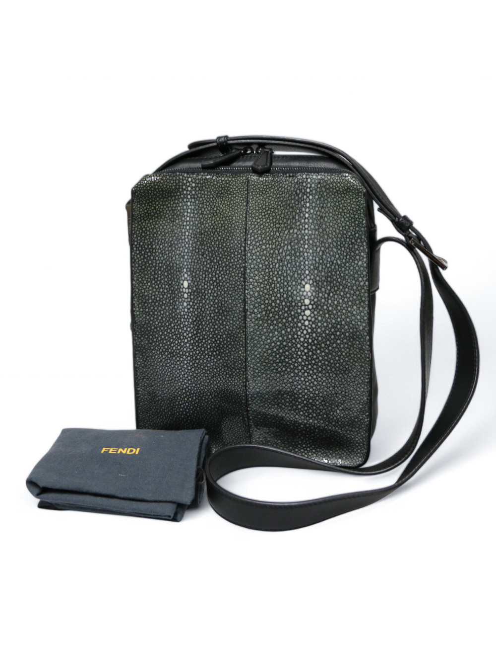 Sac FENDI Galuchat cuir noir