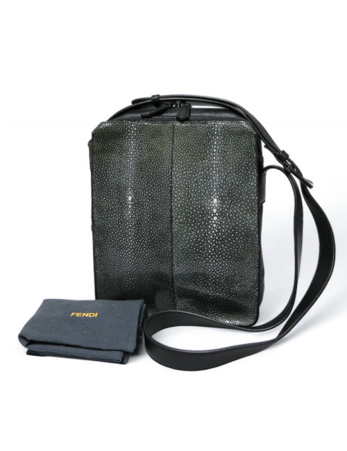 Sac FENDI Galuchat cuir noir