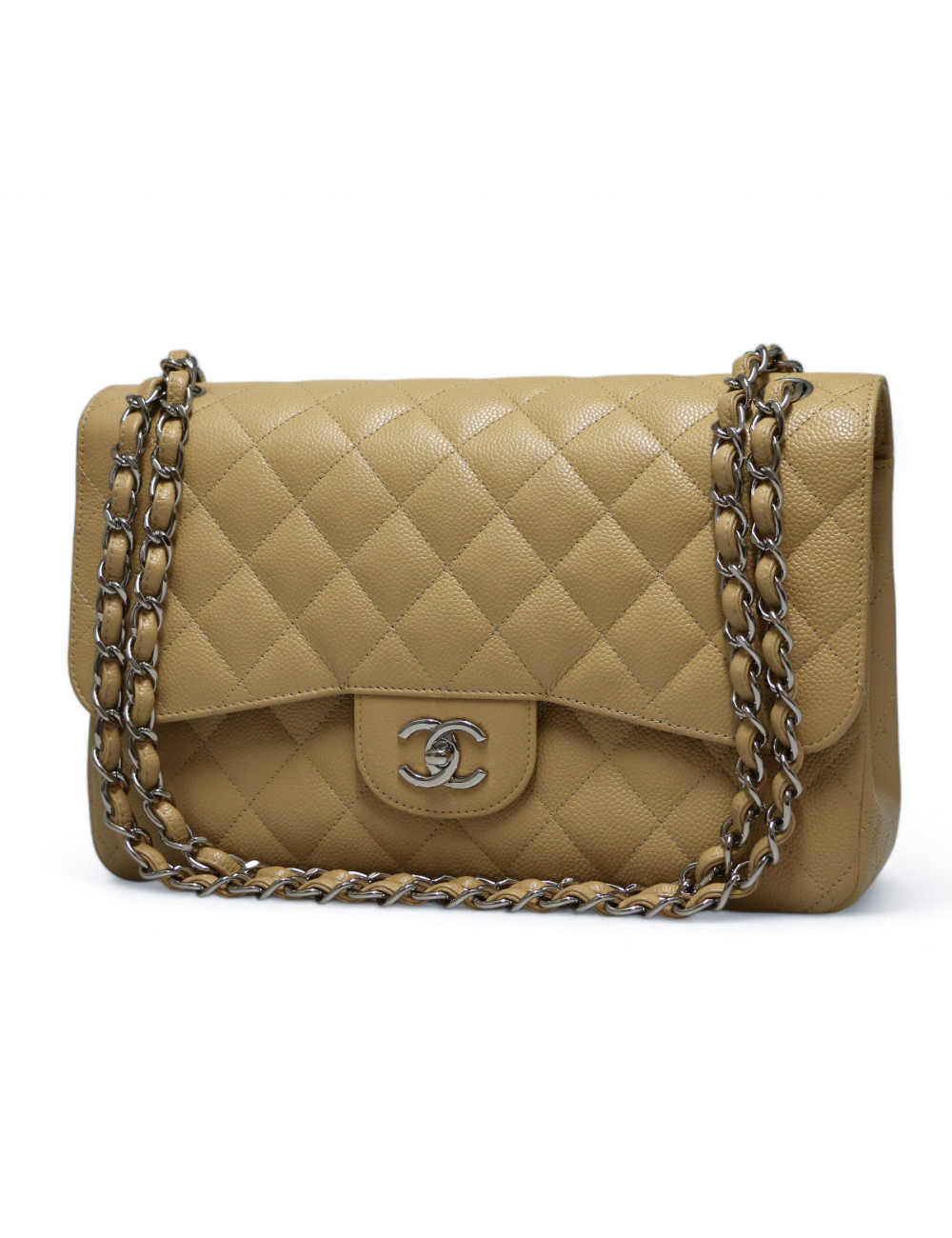 Jumbo CHANEL caviar beige