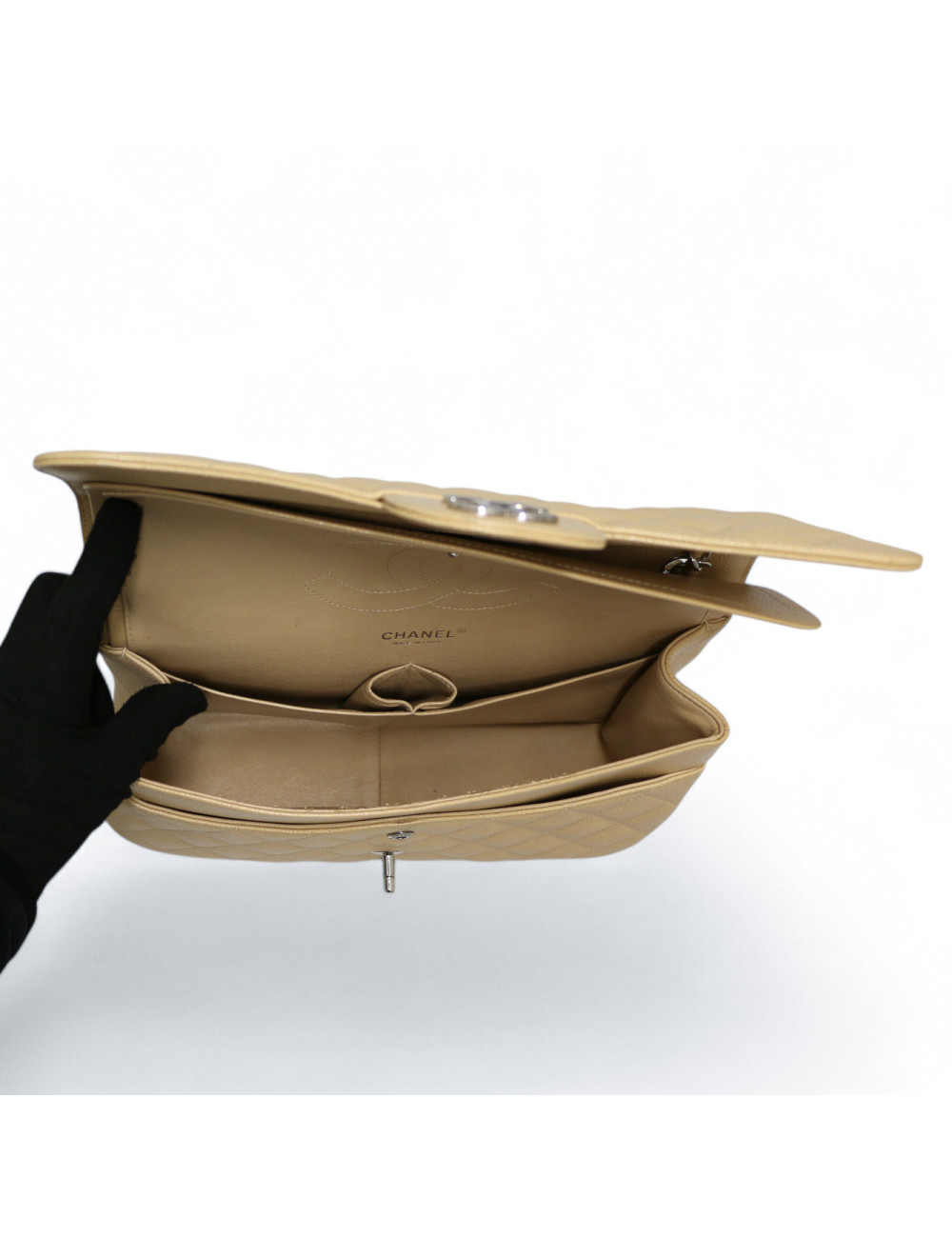 Jumbo CHANEL caviar beige