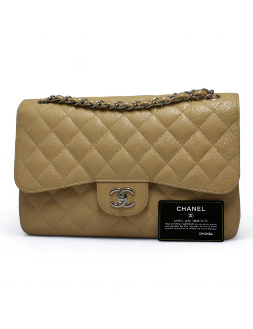Jumbo CHANEL caviar beige