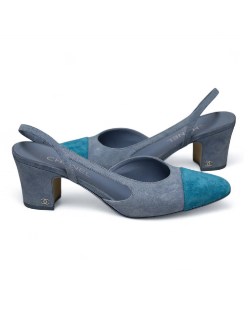 Slingback CHANELl t 40 suede bicolore