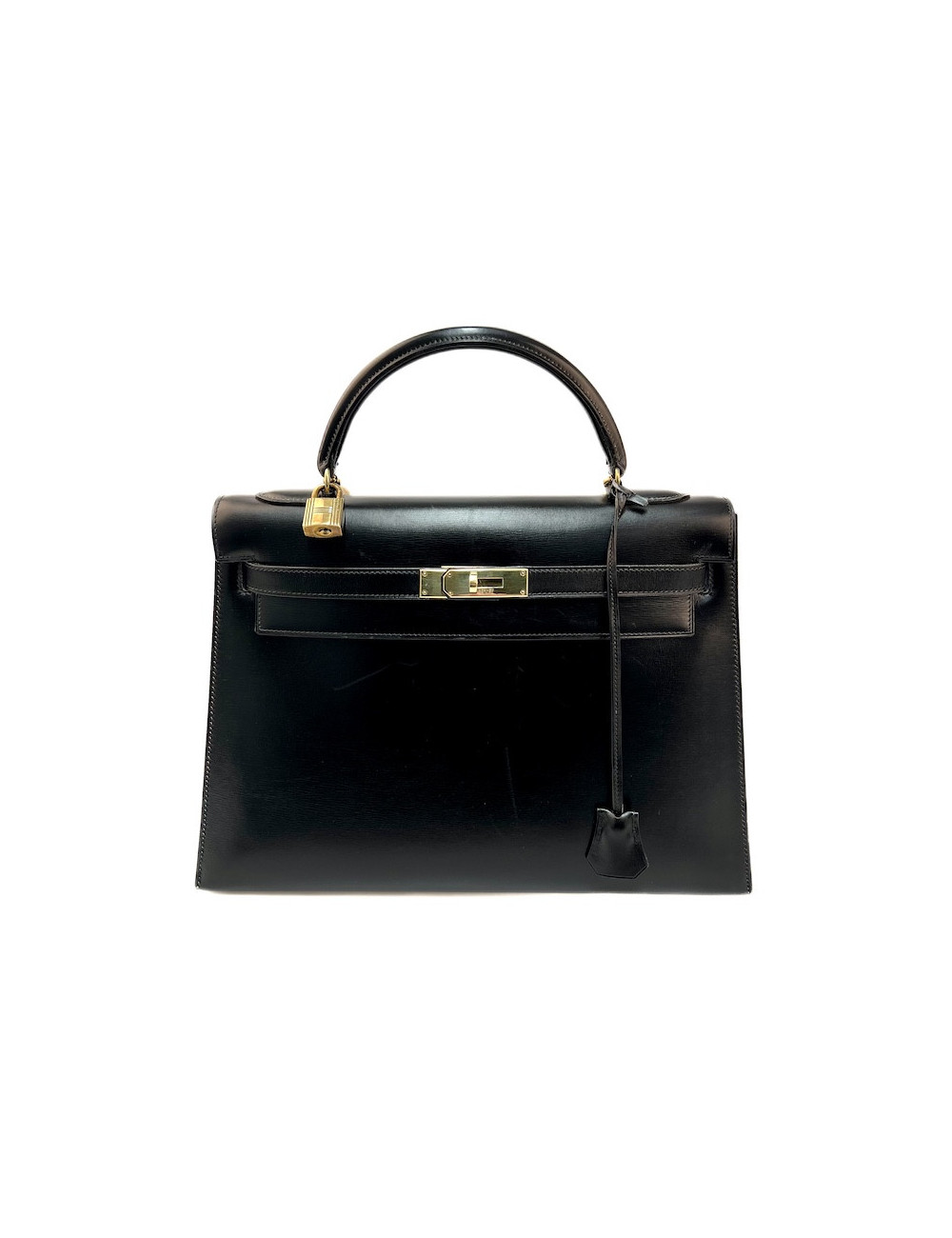 Kelly  32 HERMES  Sellier cuir  Box noir