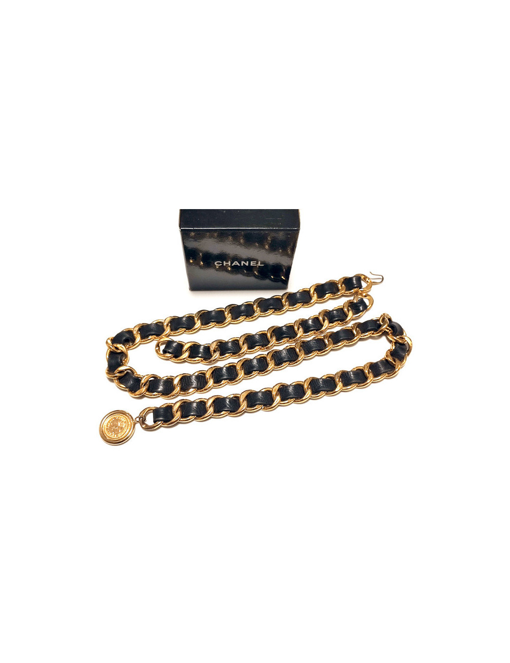 Ceinture gros CC cuir et métal CHANEL