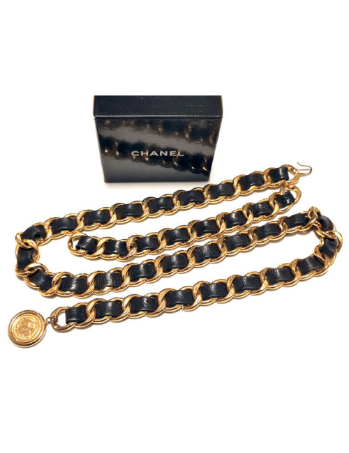 Ceinture gros CC cuir et métal CHANEL